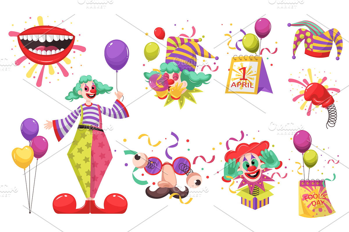 Fools Day Set, an Illustration by alexdndz
