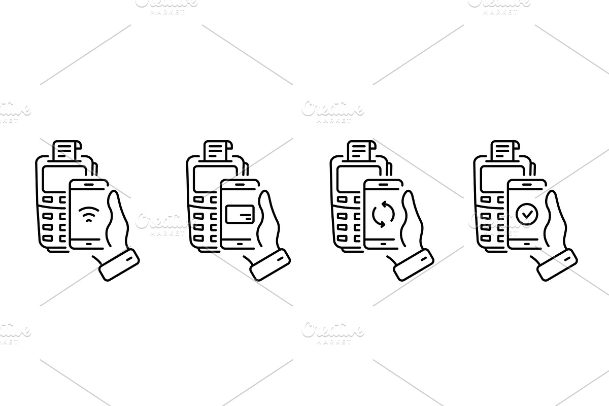 Smartphone NFC Technology Icons, a Technology Illustration by Gentle Studio