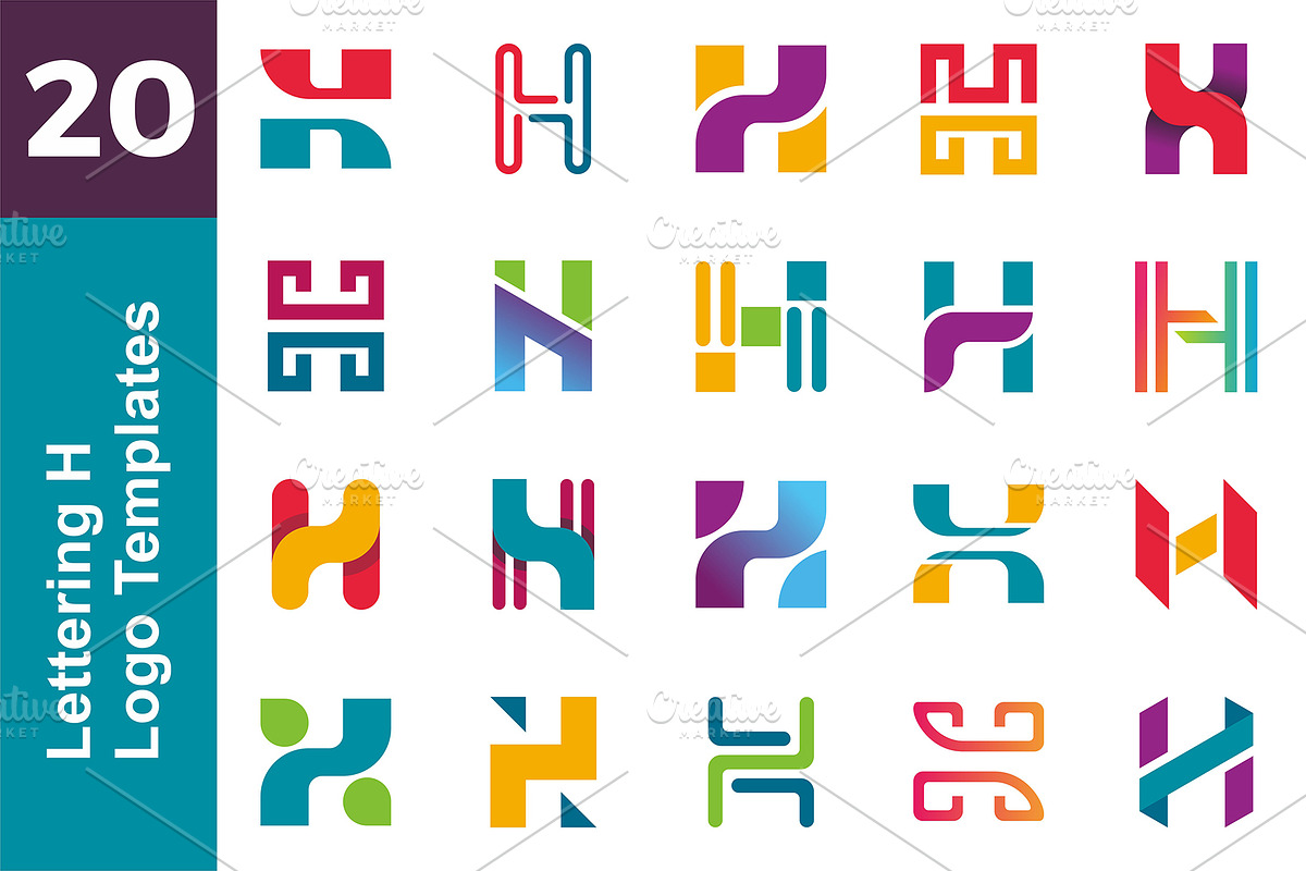 20 Logo Lettering H Template Bundle, a Branding & Logo Template by Acongraphic (Photo 1 of 21)