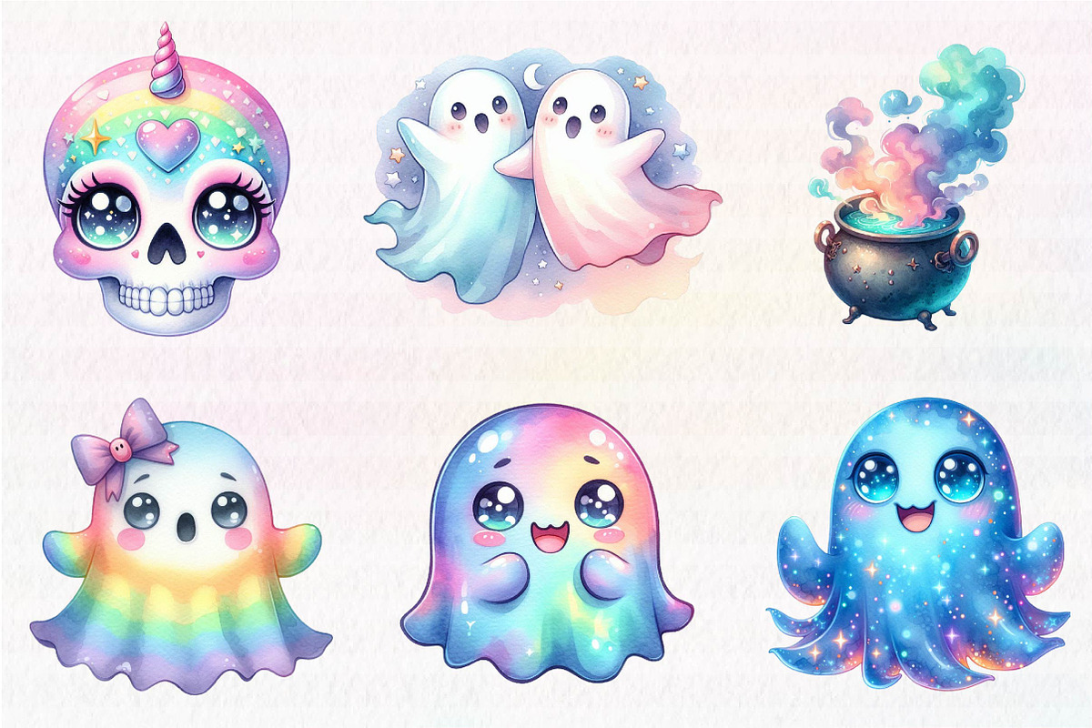Kawaii Iridescent Halloween Clipart, an Illustration by CreationArt (Photo 4 of 5)