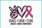 Peace Love Breast Cancer SVG PNG DFX, an Object Graphic by Creativeusart (Thumbnail 1 of 4)