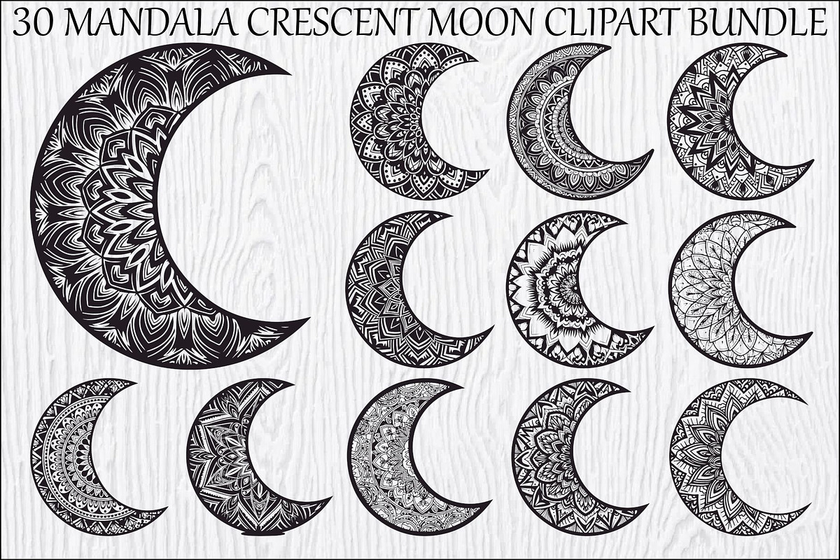 Mandala Crescent Moon Bundle, an Illustration by Designs_River (Photo 1 of 31)