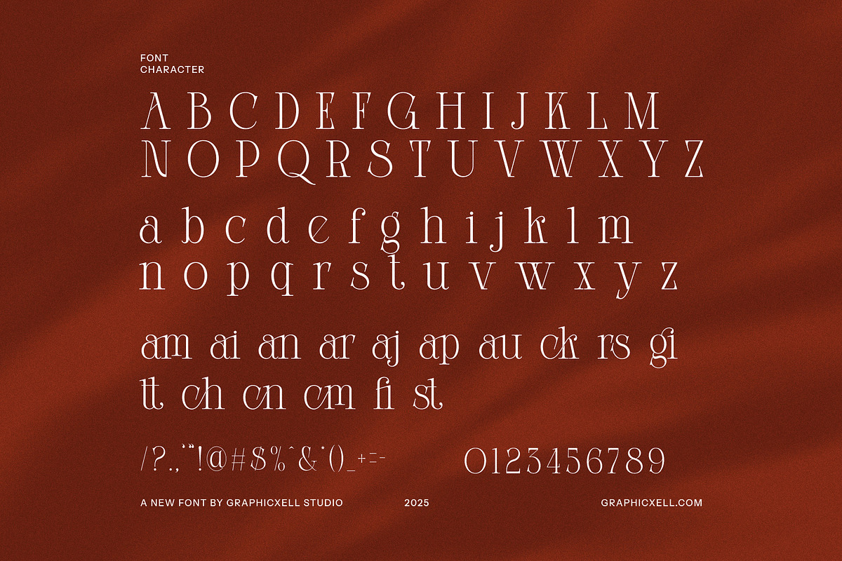 Gimick Ligature Serif Font, a Serif Font by Graphicxell (Photo 8 of 8)
