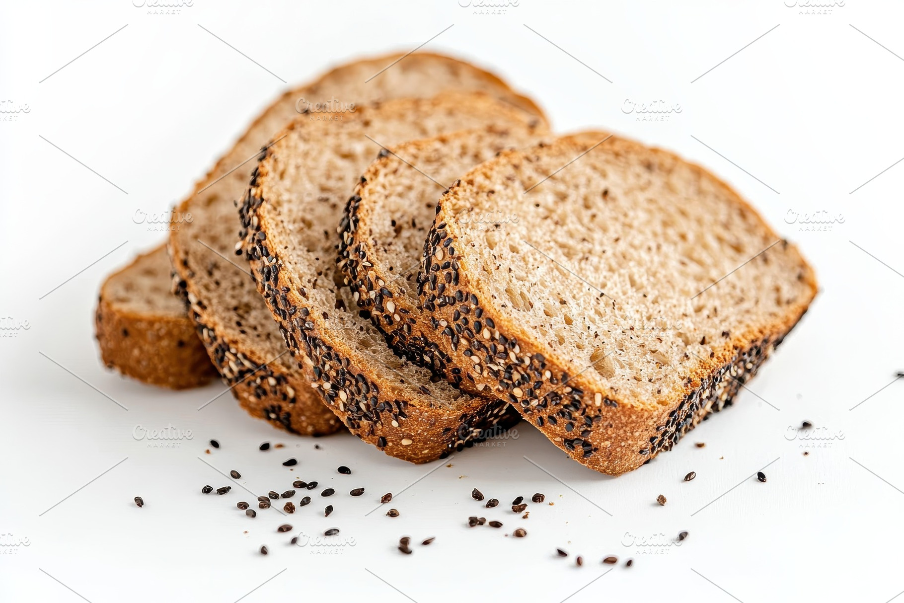 Enjoying artisan bread slices topped, a Photo by Pavel_design