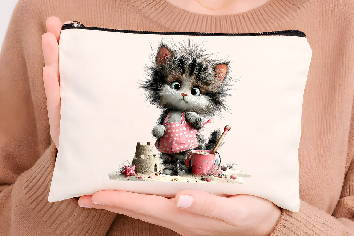 Whimsical Summer Cat Clipart Bundle, an Illustration by Digital Artistic99 (Photo 7 of 9)