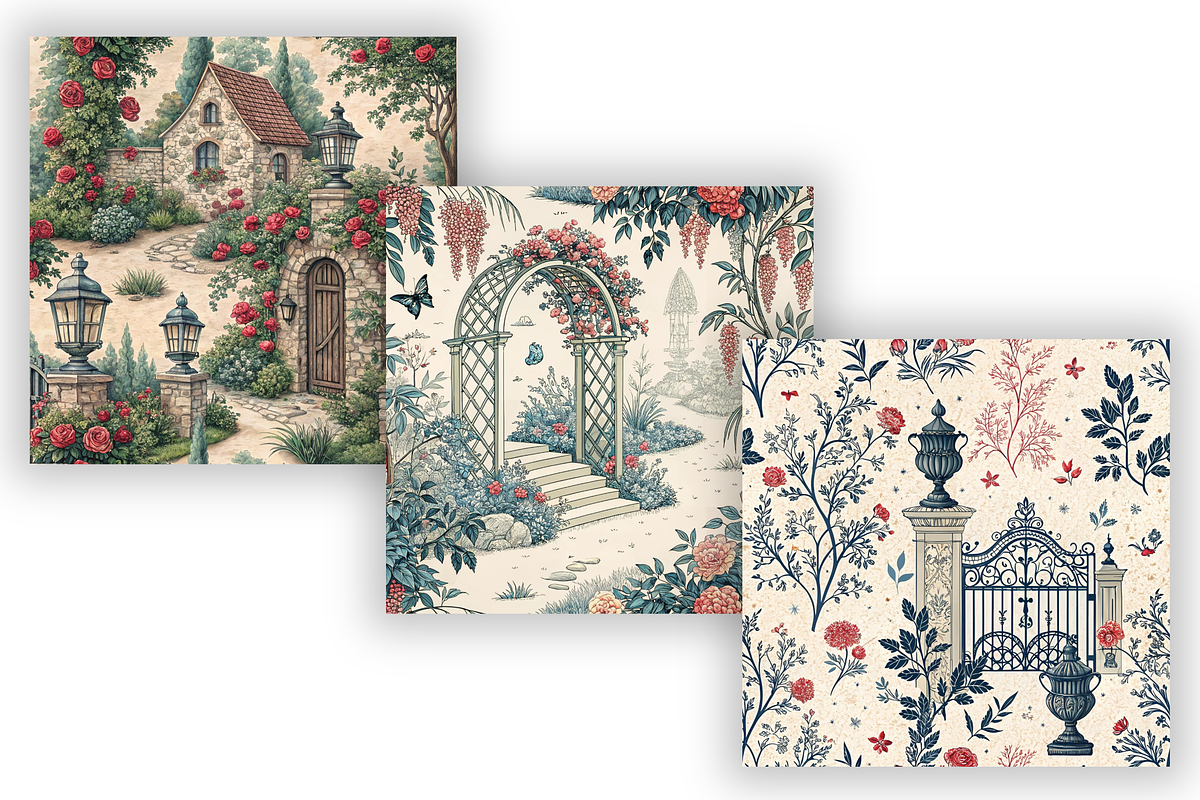 French Country Toile Bundle Paper, a Pattern Graphic by FloridPrintables (Photo 5 of 9)