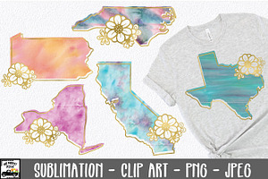 50 States Sublimation Clipart Bundle