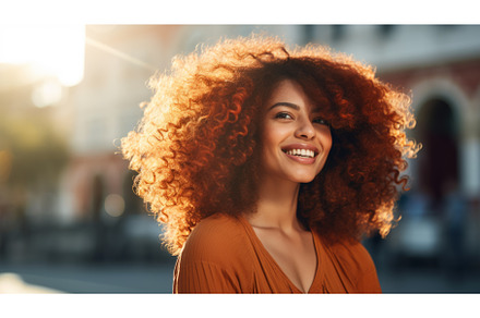 Smiling Adult Black Woman with Red, a Person Photo by Visual Generation