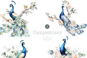 Watercolor vintage birds peacock, an Animal Illustration by MariGraphic boutique (Thumbnail 5 of 8)