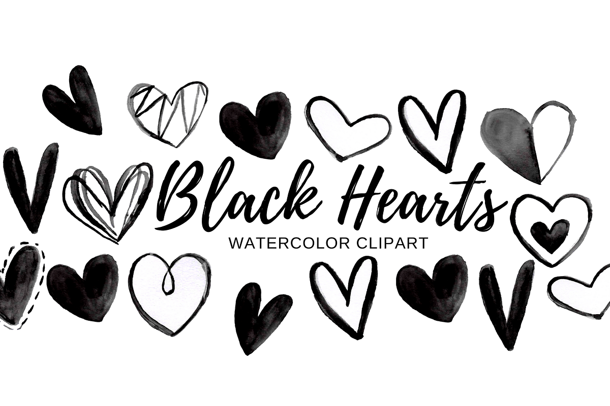 Watercolor doodle heart clipart, an Illustration by Writelovely (Photo 1 of 2)
