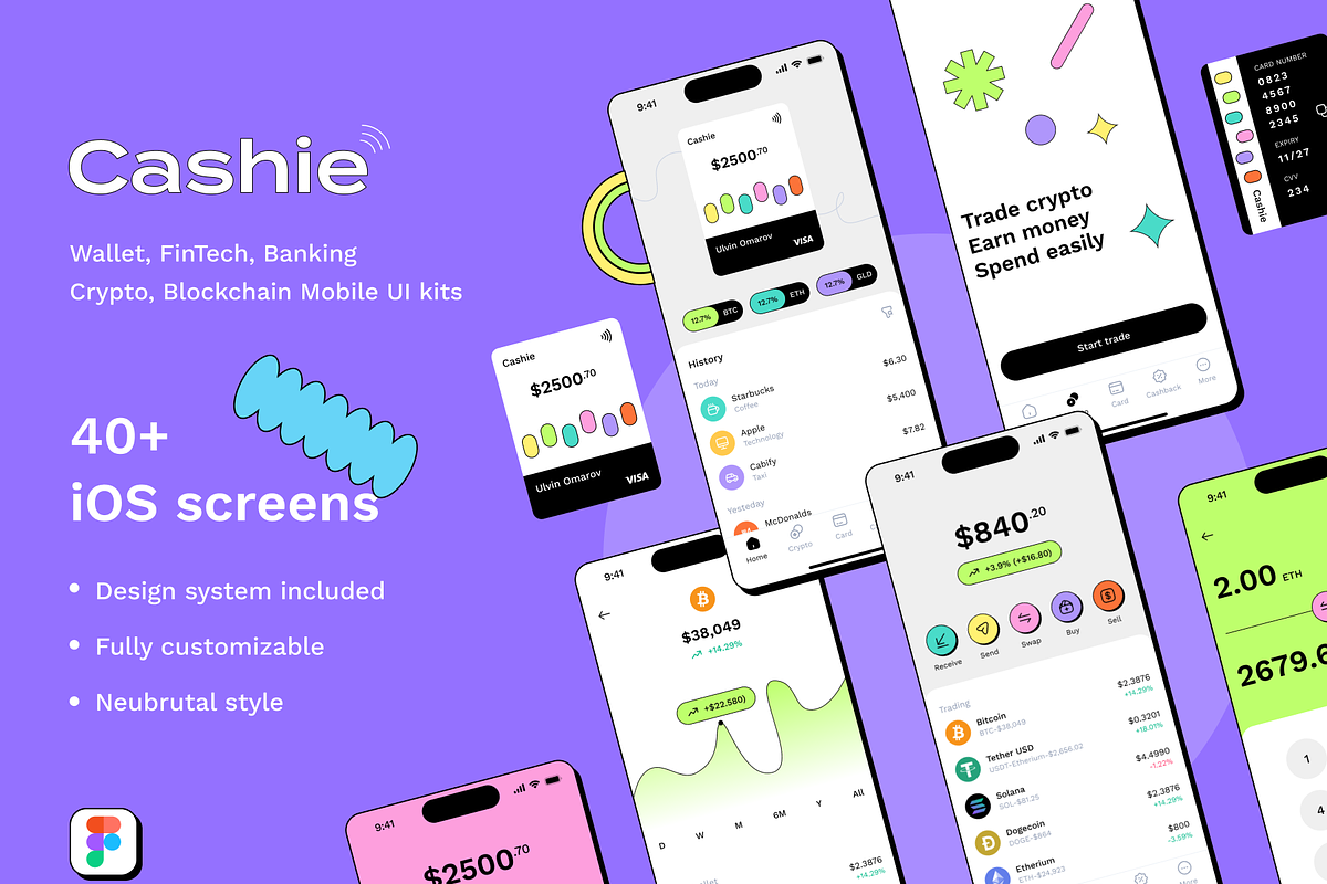 Cashie - Wallet, Fintech UI kits, an UI Kit Template by ulvinomarov (Photo 1 of 8)