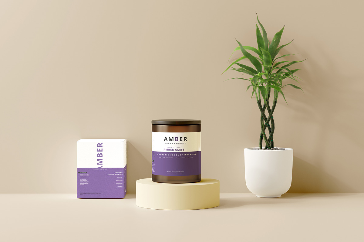 7 in 1 Amber Glass Cosmetic Bundle, a Cups & Container Mockup by pmvch (Photo 104 of 106)
