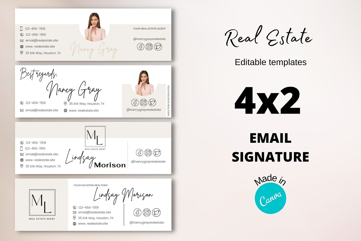 Email Signature Real Estate, Canva, an Email Template by MediaKitTemplates (Photo 1 of 5)