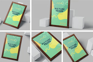 5 Rectangular Picture Frame Mockups, an Advertising Mockup by megostudi0
