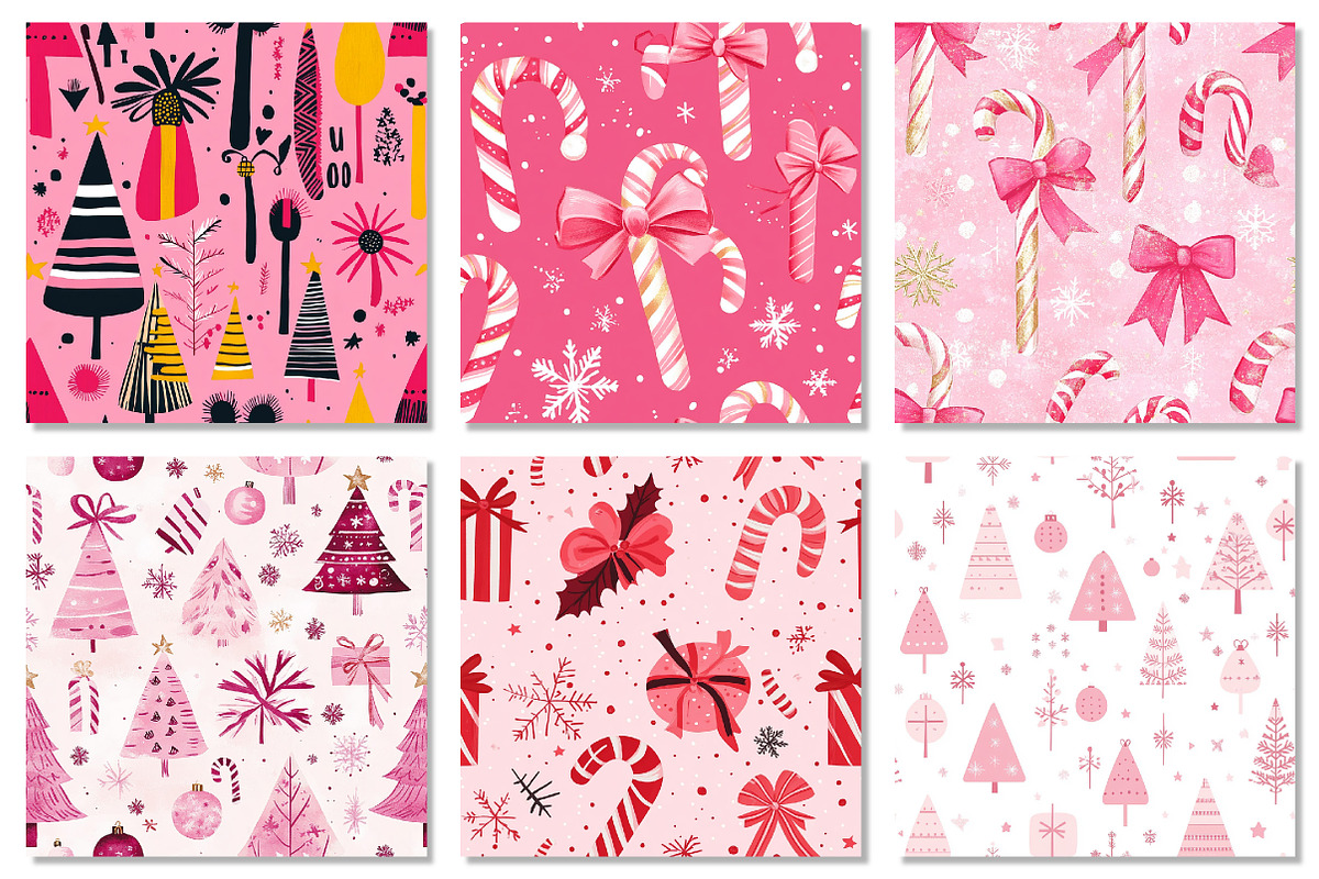 Pink Modern Christmas Digital Paper, a Texture Graphic by Dream Creation (Photo 3 of 7)