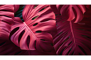 color pink monstera ai generated, a Background Photo by pikepicture