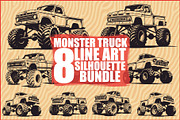 Monster Truck Line Art Bundle, an Illustration by Designs_River (Thumbnail 1 of 9)
