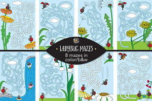 Set 125 - 8 Ladybug mazes