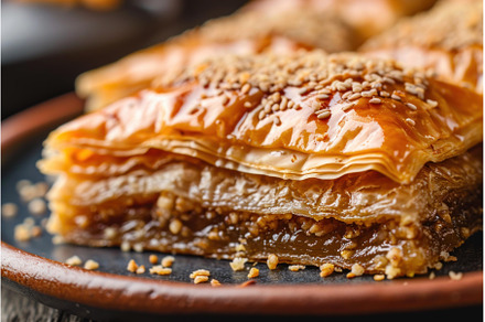Aromatic Baklava arabian dessert, a Food & Drink Photo by Ylivdesign