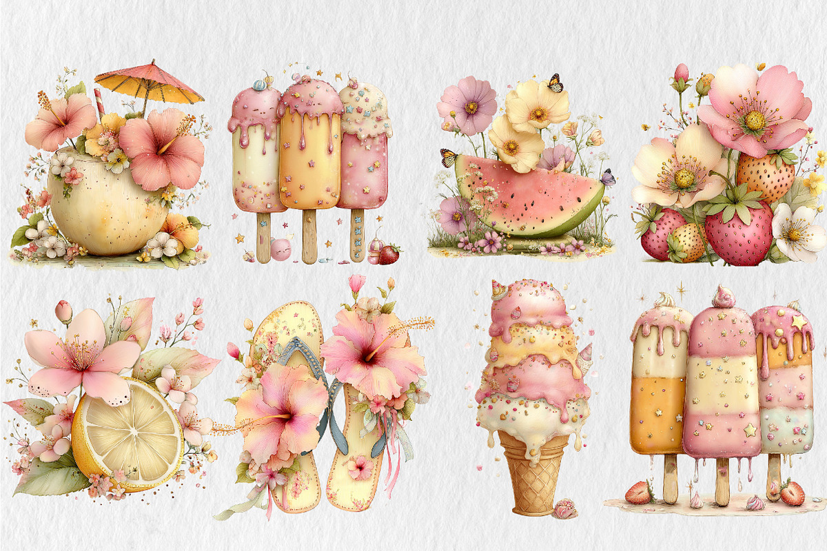 Whimsical Summer Clipart, a Seasonal Illustration by Rose Art (Photo 2 of 6)