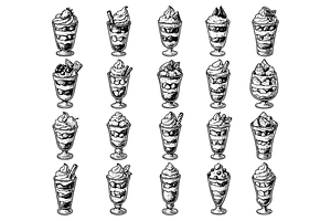 Parfait Dessert Vector Set, an Object Graphic by nikagraphic