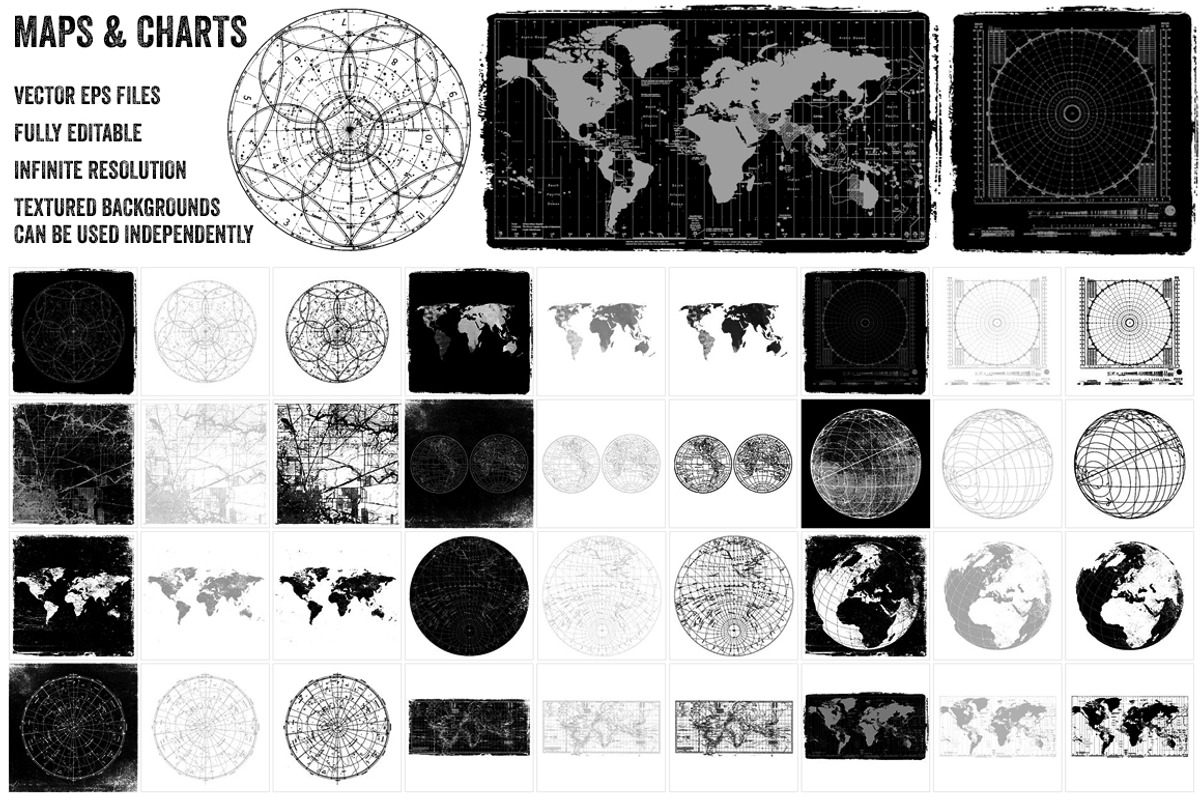 Distressed Vector Maps & Charts preview 2