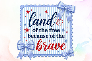 Preppy 4th of July Png, Land of Free, a Seasonal Illustration by Sublimation Artist
