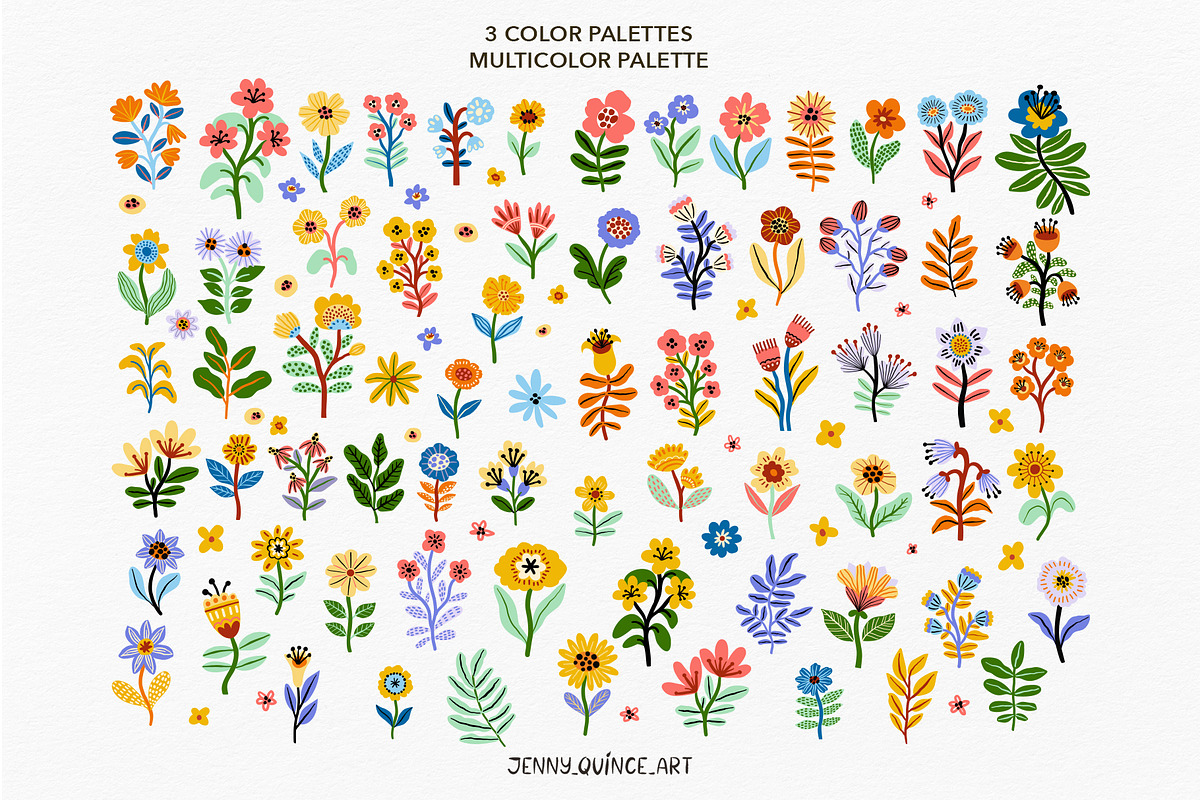 Dopamine Flowers – Vector Design Kit, a Decorative Illustration by Jenny Quince (Photo 8 of 15)