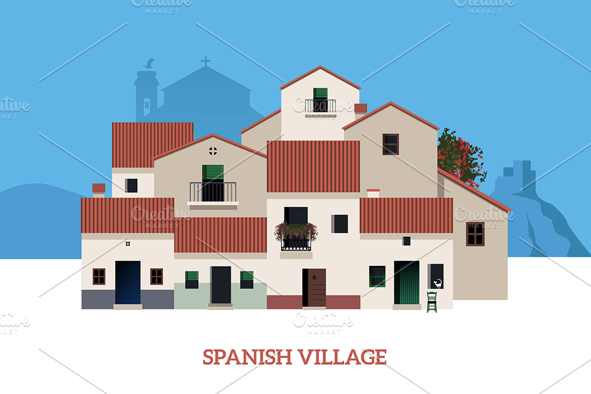 Typical Spanish Village, an Illustration by La Inspiratriz
