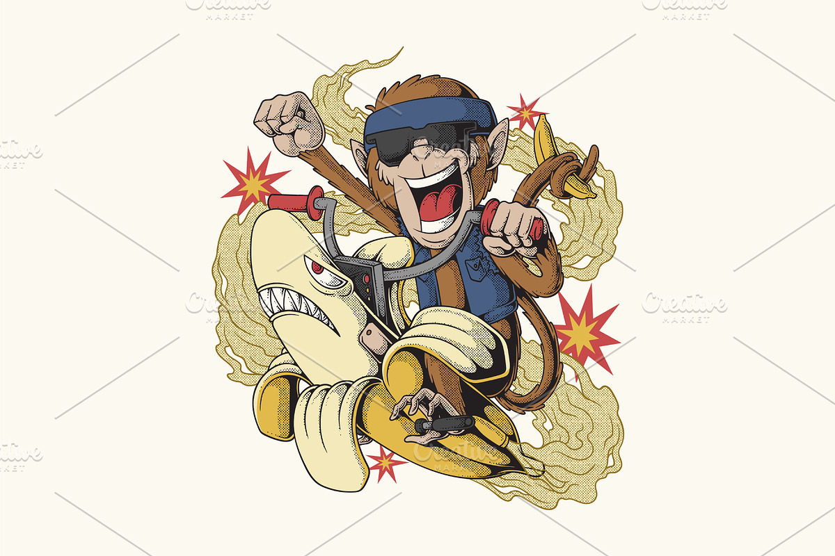 Monkey Riding a Banana Rocket Bike, an Object Graphic by Judsart (Photo 1 of 3)