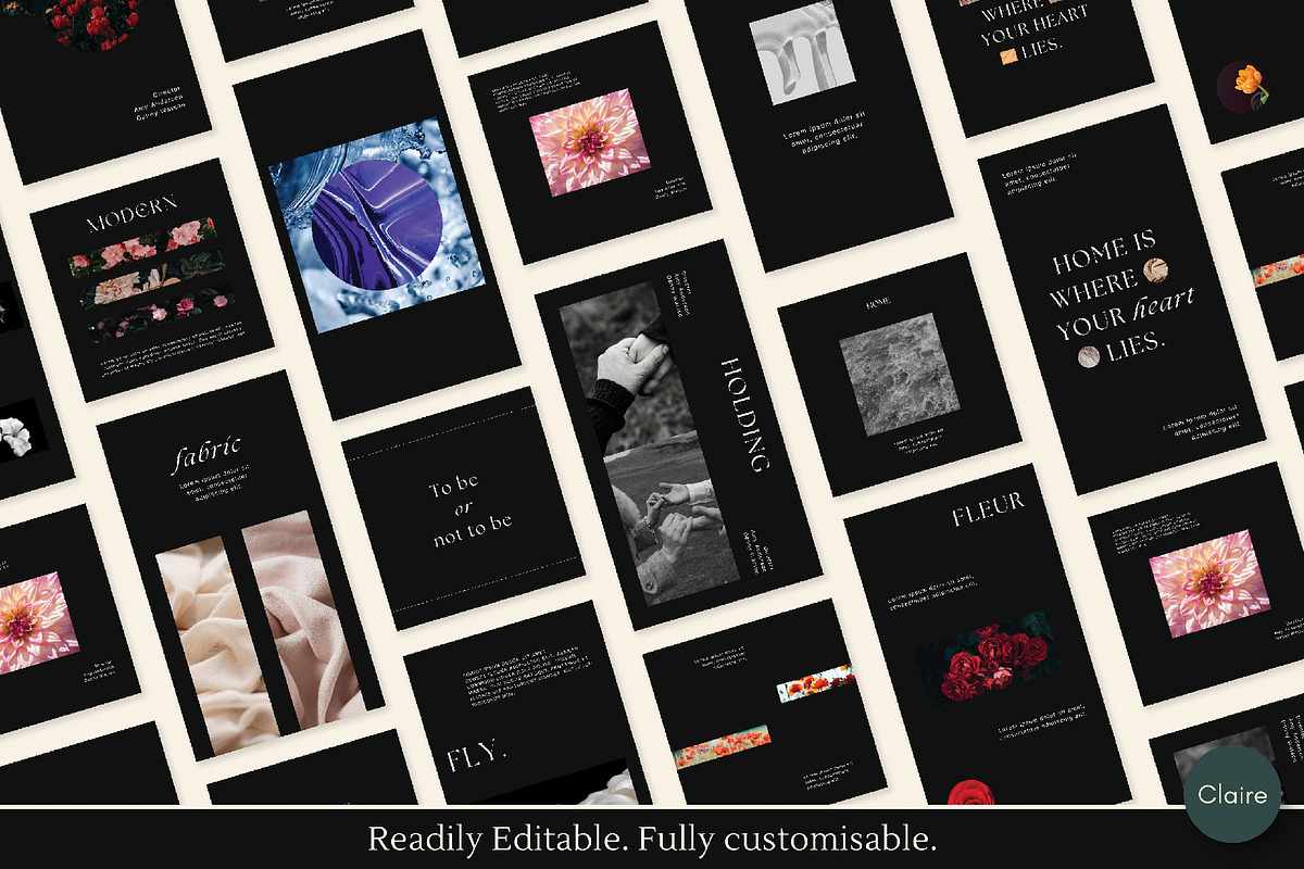 Dark Editorial Social Media Kit, a Social Media Template by Clairee Design Studio (Photo 6 of 7)