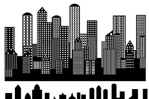 Skylines Buildings Silhouettes Vecto