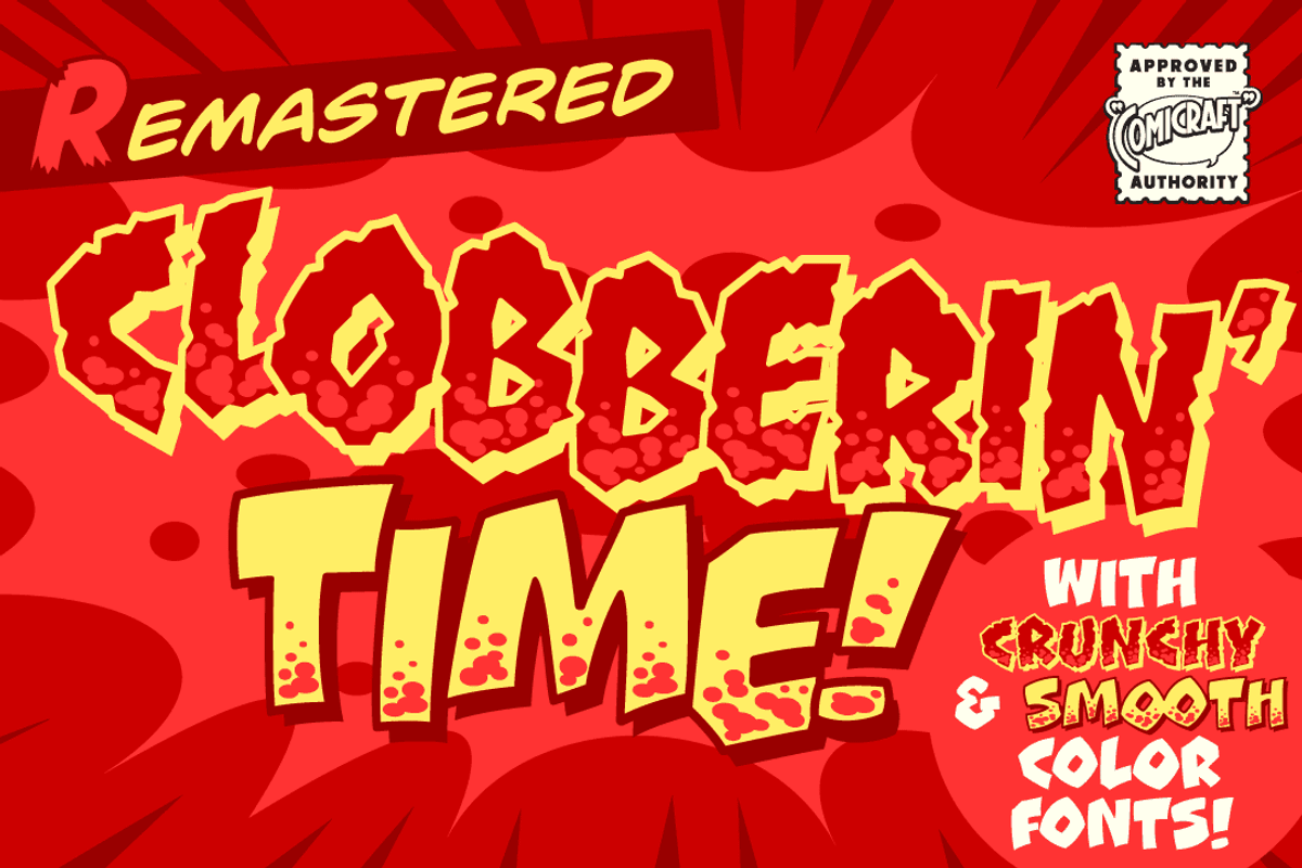 Clobberin' Time - ultrabold comic FX, a Handwritten Font by Comicraft Fonts (Photo 1 of 6)