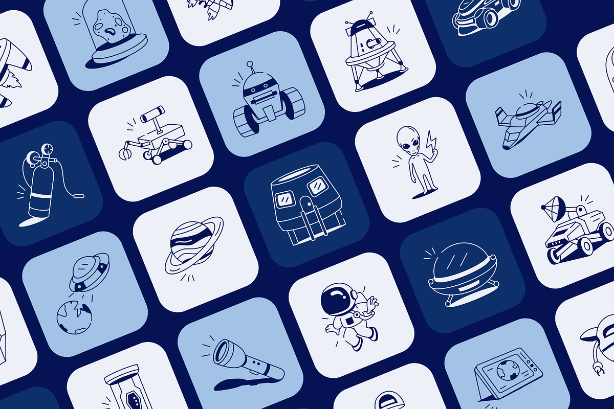 Animated Space Drawing Art Set, an Outline Icon by Vectors Market (Photo 3 of 4)