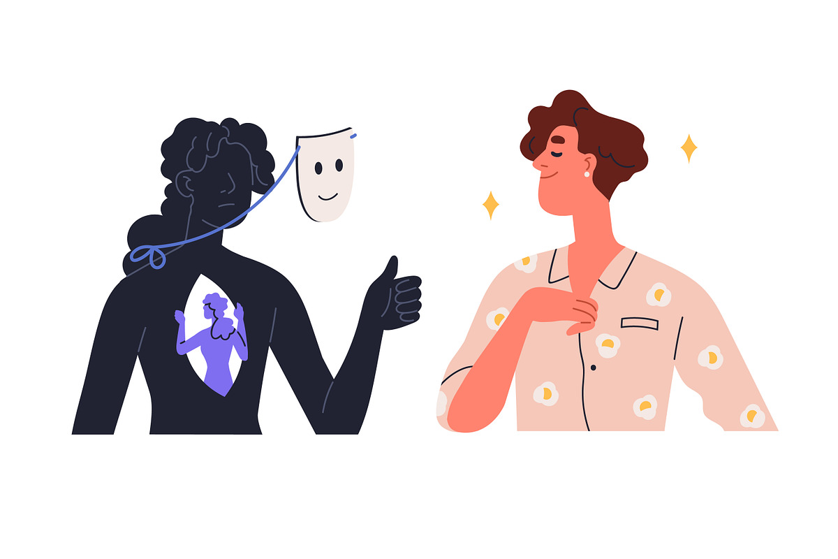 People behind fake mask concept set, a Person Illustration by Good Studio (Photo 8 of 11)
