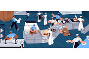 Chefs cooking food at kitchen, a Food Illustration by PaperTrident (Thumbnail 1 of 3)