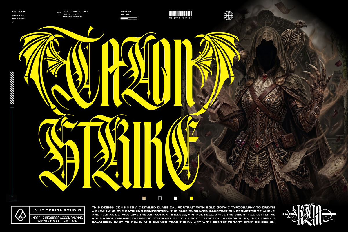 Mortal Blade Typeface, a Blackletter Font by alit design (Photo 4 of 20)