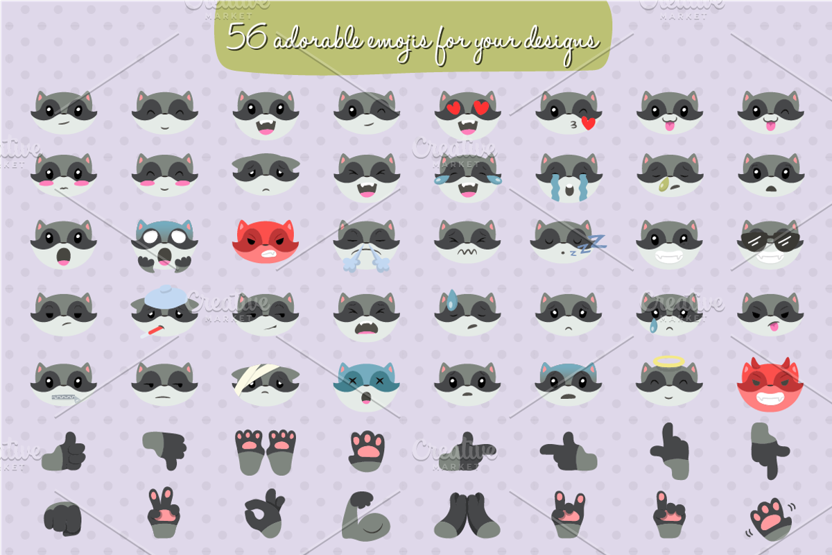 Raccoon Emojis, an Emoji Icon by NatBurger (Photo 2 of 4)