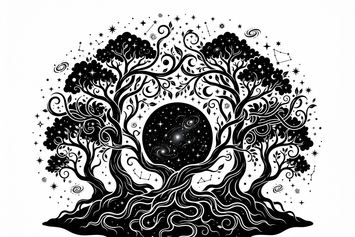 50 Mystical Galaxy Forest Silhouette, a Technology Illustration by Amazin_art (Photo 25 of 33)