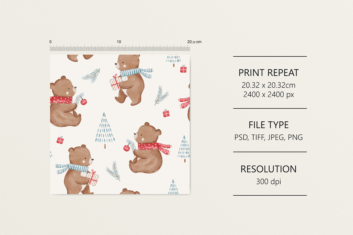 Christmas bear, a Pattern Graphic by Olena Kuznietsova (Photo 4 of 9)