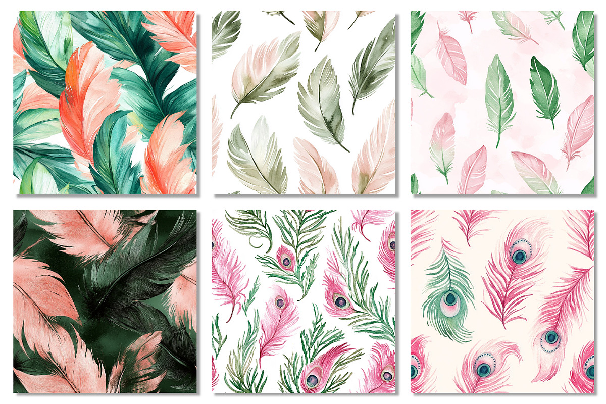 Pink & Green Feather Seamless Patter, a Texture Graphic by Dream Creation (Photo 5 of 7)