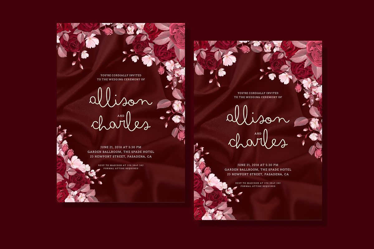 Royal Maroon Wedding Invitation, an Invitation Template by Weddinginvitation by Fati (Photo 1 of 2)