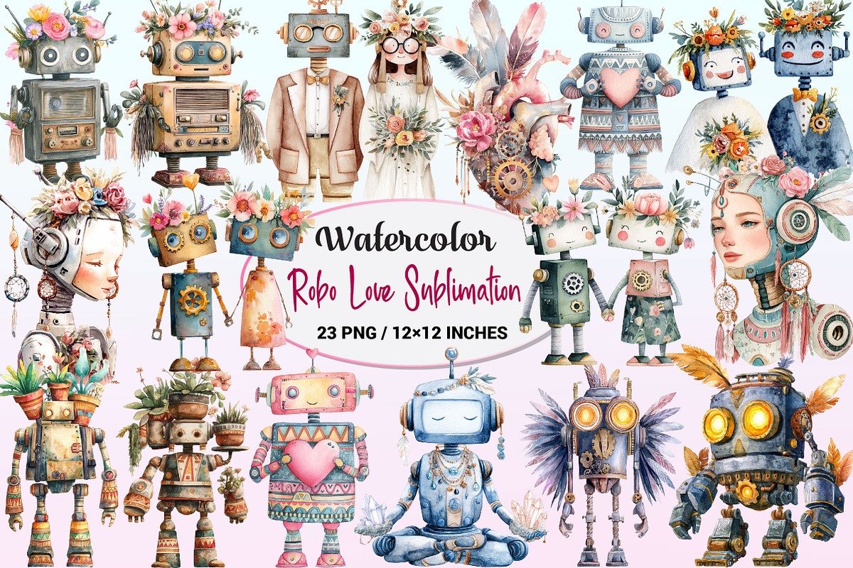 Robo Love Clipart Sublimation, a Graphic by CitraGraphics (Photo 1 of 4)
