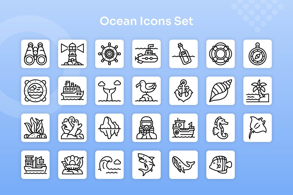 Ocean Icons Set - Line, an Outline Icon by Kmg Design (Photo 2 of 2)