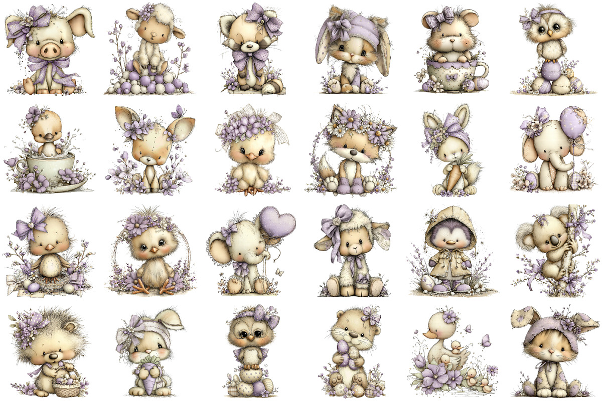 Whimsical Easter Animal Clipart, an Illustration by designcity5 (Photo 2 of 5)