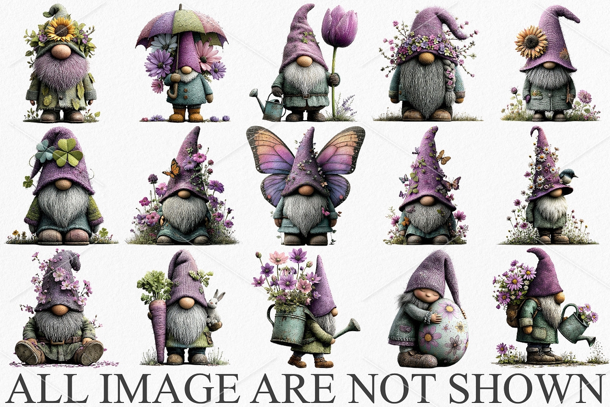Watercolor Spring Gnome Clipart Bund, a Seasonal Illustration by Canvas Craft (Photo 3 of 7)