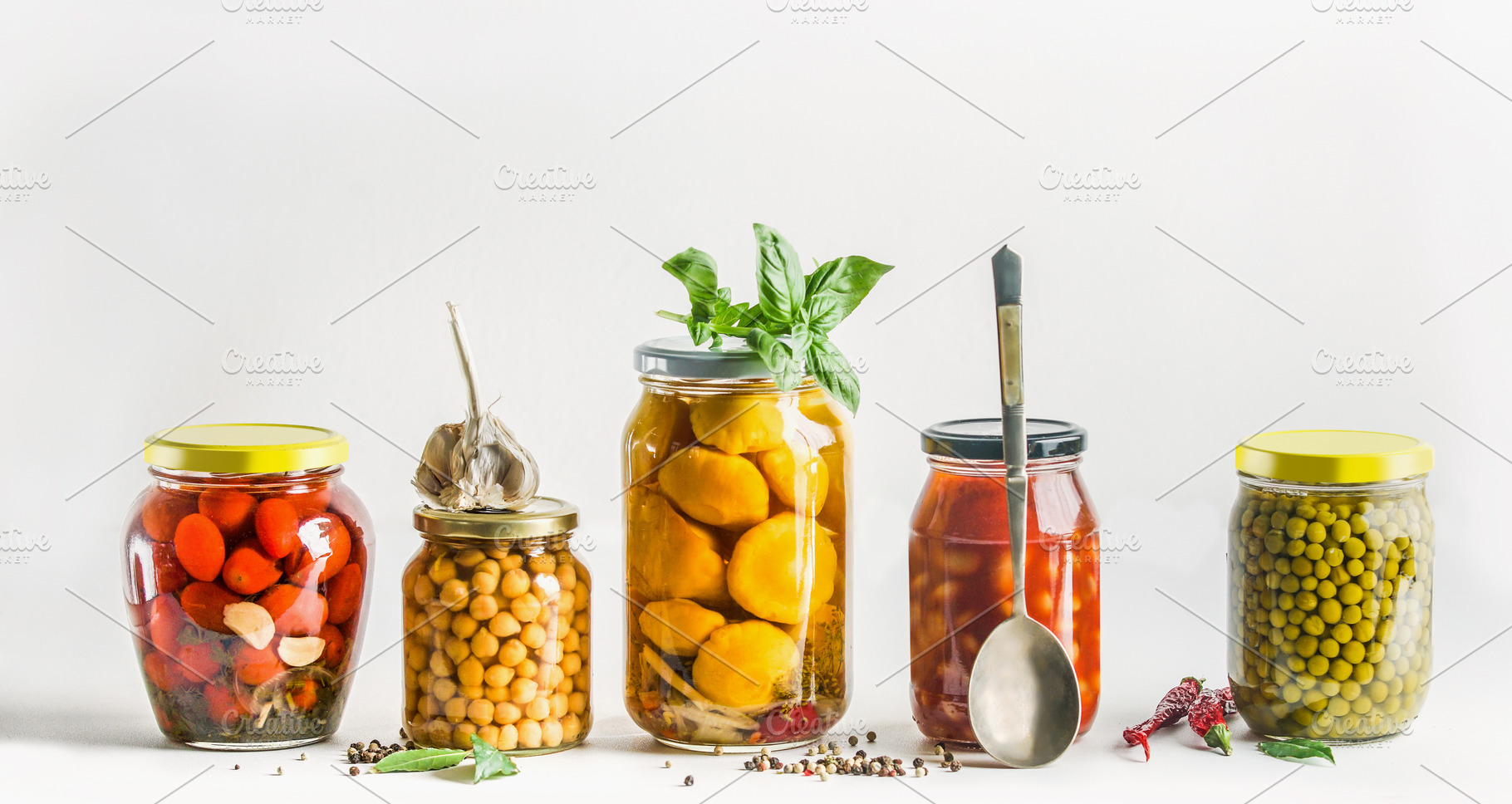 Various preserved vegetables jars, a Food & Drink Photo by VICUSCHKA