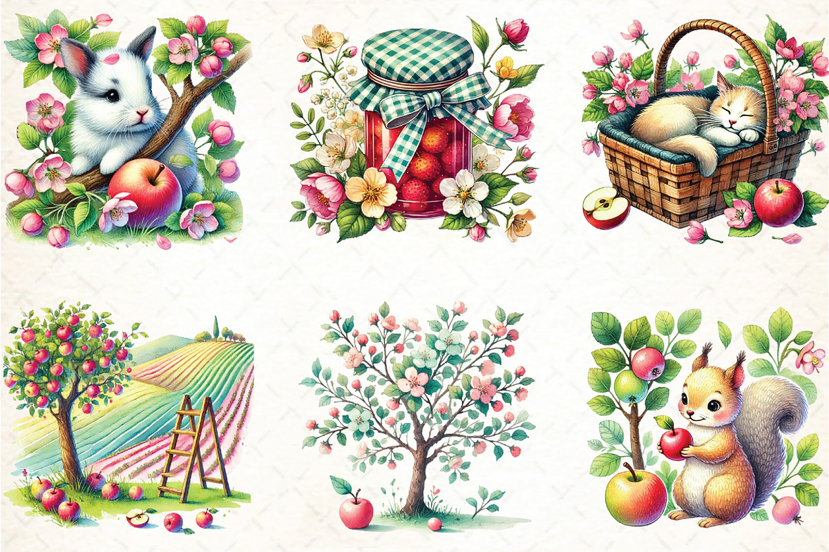 Spring Apple Harvest Clipart, an Illustration by DreamCafeArt (Photo 2 of 3)
