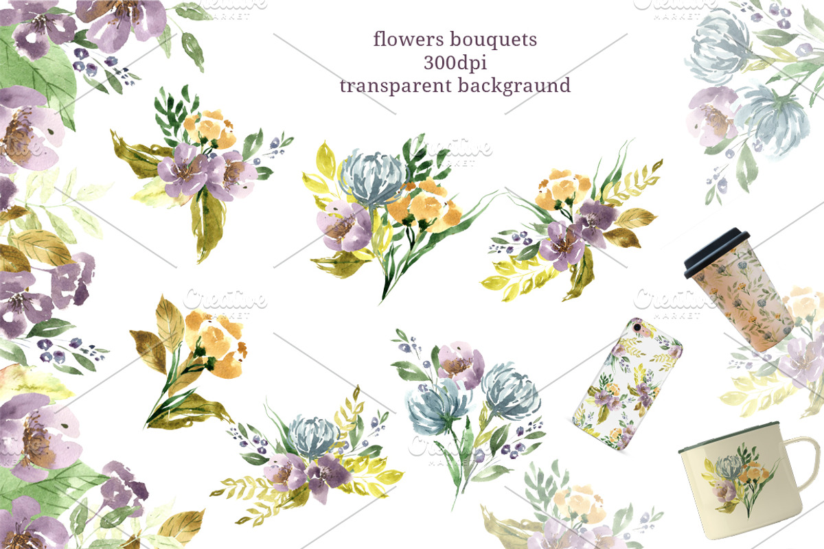 Watercolor Floral Collection, an Illustration by OlgaSerbun (Photo 5 of 8)