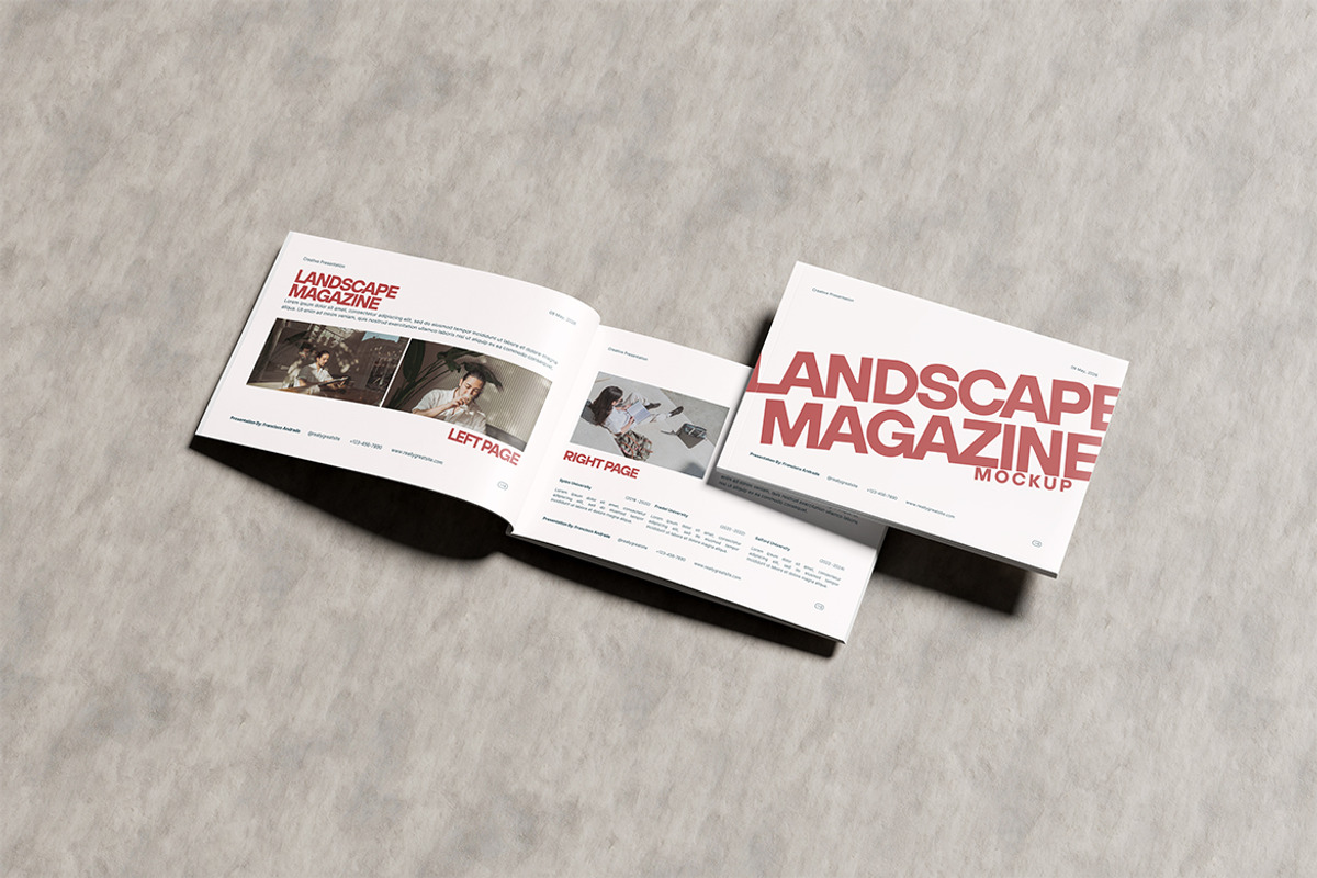 Landscape Magazine Mockup, a Books & Magazine Mockup by HanaSaka_Studio (Photo 3 of 5)